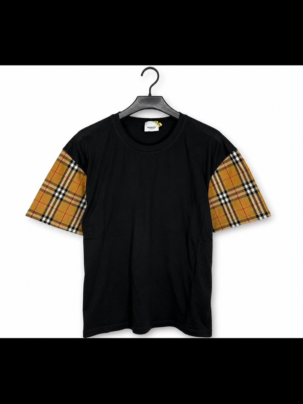 Burberry Black Crewneck Tee with Subtle Tag Detail